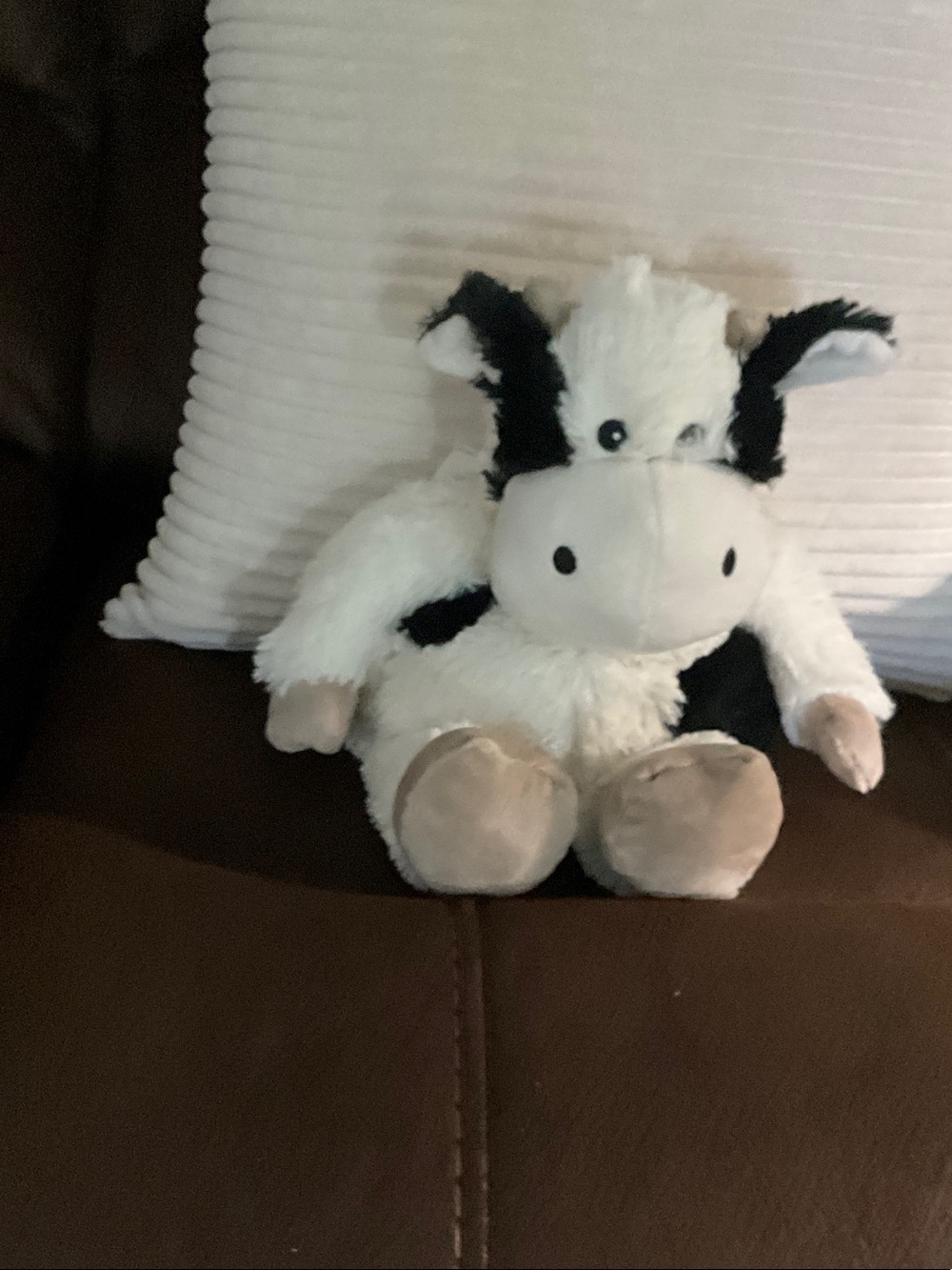 Plush Cow Stuffed Animal - Black & White with Beige Hooves